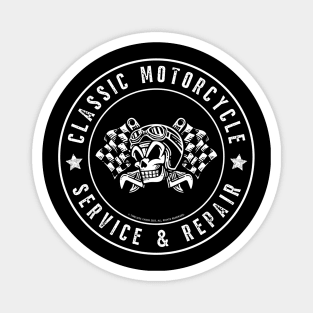 Classic Motorcycle Service & Repair Skull Flags Magnet